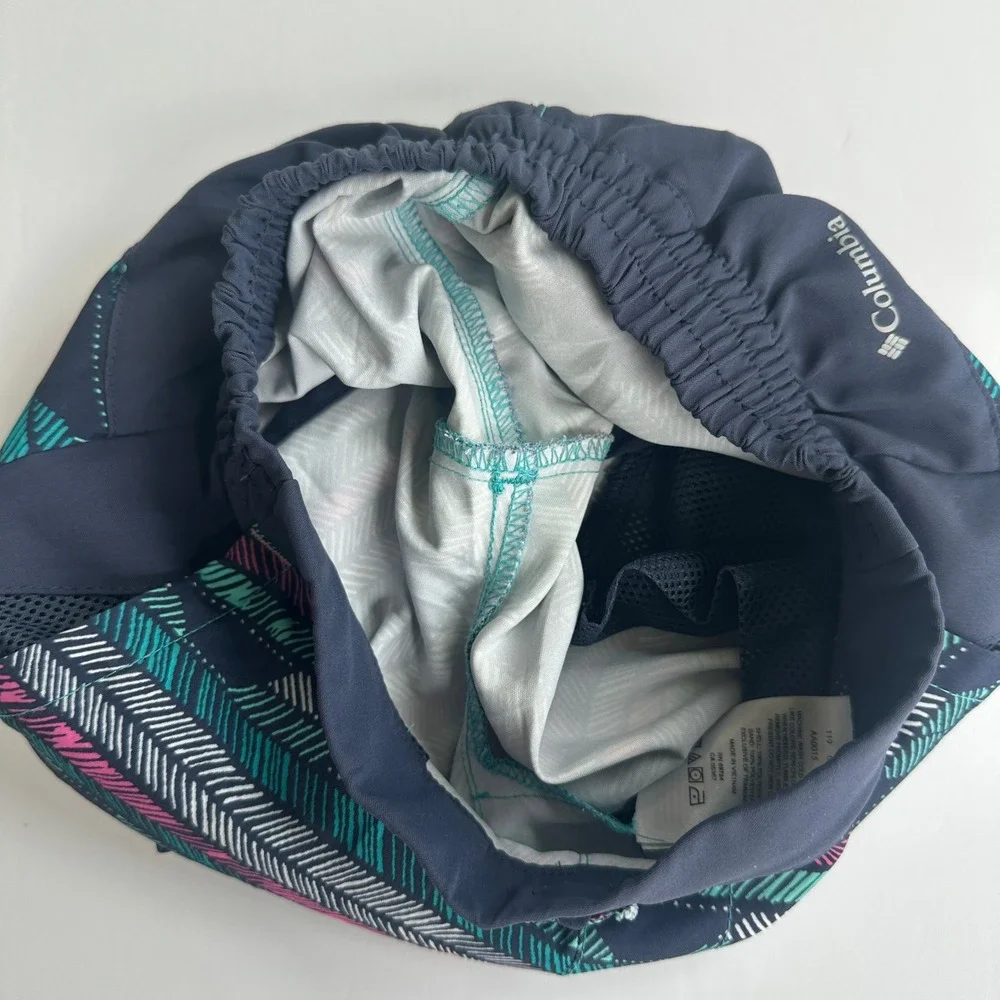 Columbia Kids Navy Teal Pink Geometric Omni-Shade Swim Shorts AA0015 Size 4T